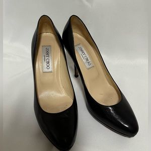 JIMMY CHOO- Black Leather Pumps (4inch)